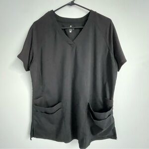 Med Couture Touch Black Women’s V-Neck Short Sleeve Scrub Top Size L